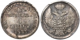 15 kopiejek = 1 złoty Warszawa 1835 - PCGS MS63 2-ga nota