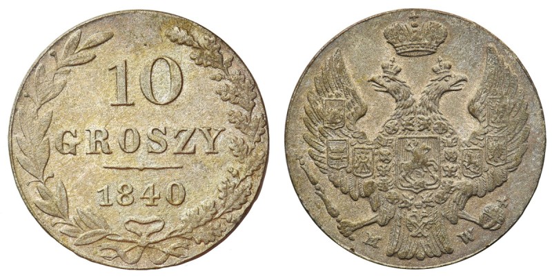 10 groszy Warszawa 1840 MW
 Ładny egzemplarz z połyskiem pod naturalną patyną. ...