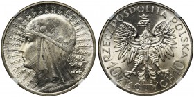 Głowa Kobiety, 10 złotych 1932 Warszawa - NGC MS63+ WYŚMIENITA