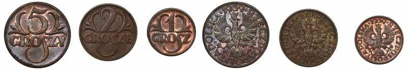 Zestaw, Grosze rocznik 1939 (3 szt.)
 5 gr i 1 gr w stanie około menniczym.
 P...