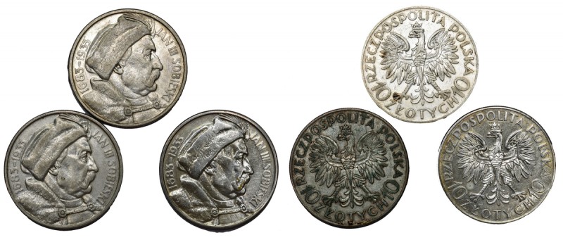 Zestaw, Sobieski 10 złotych 1933 (3 szt.)
 &nbsp; Jeden przyjemny z naturalnym ...