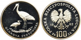 100 złotych 1982 PRÓBA, Ochrona Środowiska, Bociany