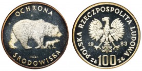 100 złotych 1983 PRÓBA, Ochrona Środowiska, Niedźwiedzie