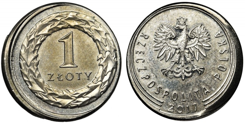 1 złoty 2017 - niecentryczne bicie, DESTRUKT
 Destrukt współczesnej złotówki z ...