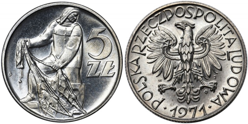 Rybak, 5 złotych 1971 - rzadszy rocznik
 Rzadki rocznik w menniczym stanie zach...