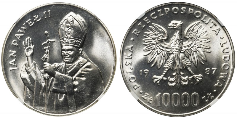 Jan Paweł II 10.000 złotych 1987 - NGC MS66
 Menniczy stan zachowania.


Gra...