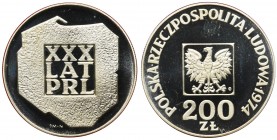 XXX lat PRL, 200 złotych 1974 - lustrzanka