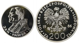 Jan Paweł II, 200 złotych 1986 - PCGS MS69 2-ga nota