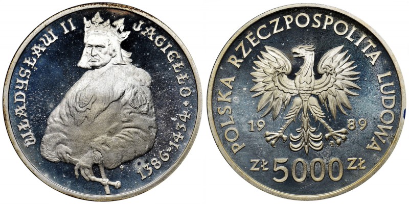 5.000 złotych 1989, Władysław II Jagiełło - Półpostać - RZADKIE
 Wyśmienicie za...