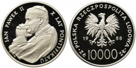 Jan Paweł II, 10.000 złotych 1988 - X Lat Pontyfikatu