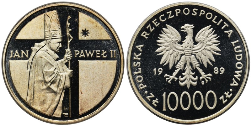 Jan Paweł II, 10.000 złotych 1989 - Pastorał
 Piękna moneta wybita stemplem lus...
