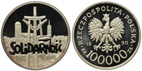 Mała Solidarność, 100.000 złotych 1990 - lustrzanka