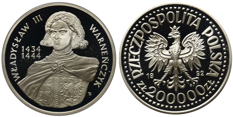 Władysław III Wareńczyk, 200.000 złotych 1992 - Półpostać
 Piękna moneta wybita...