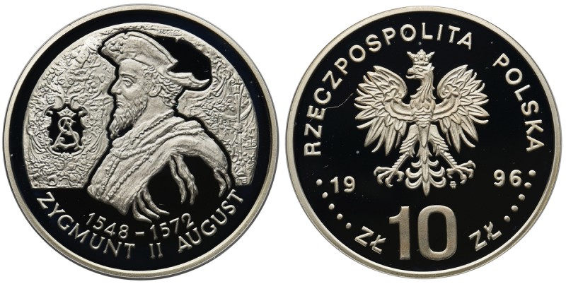 Zygmunt II August, 10 złotych 1996 - Popiersie
 Piękna moneta wybita stemplem l...