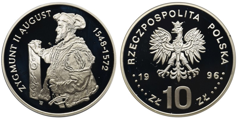 Zygmunt II August, 10 złotych 1996 - Półpostać - RZADKA
 Piękna moneta wybita s...