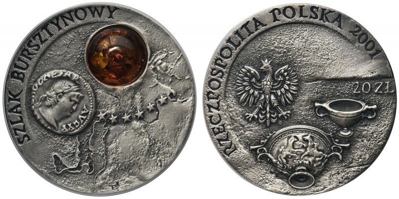 Szlak bursztynowy, 20 złotych 2001
 Oksydowane srebro z wtopionym bursztynem. P...