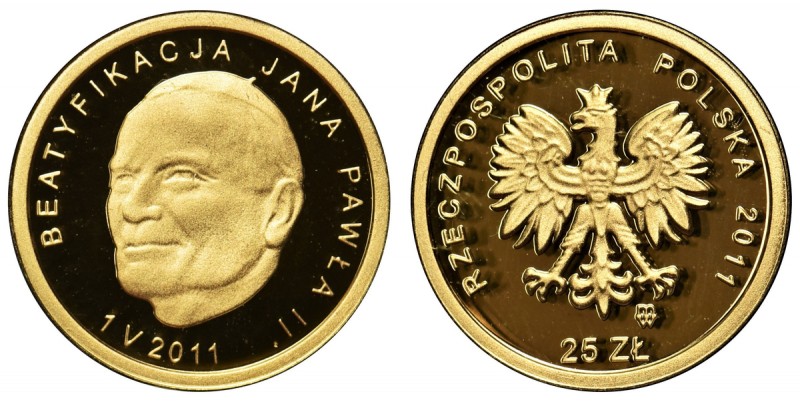 25 złotych 2011, Beatyfikacja Jana Pawła II 
 Moneta wybita stemplem lustrzanym...