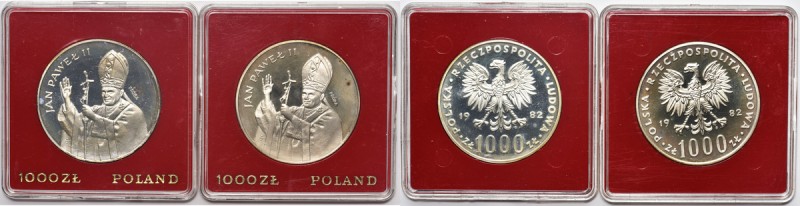 Zestaw, Próby Jan Paweł II 1.000 złotych 1982 (2 szt.)
 Zestaw dwóch monet prób...