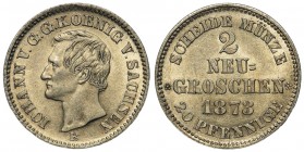 Niemcy, Saksonia, Jan V, 2 Neugroschen Drezno 1873