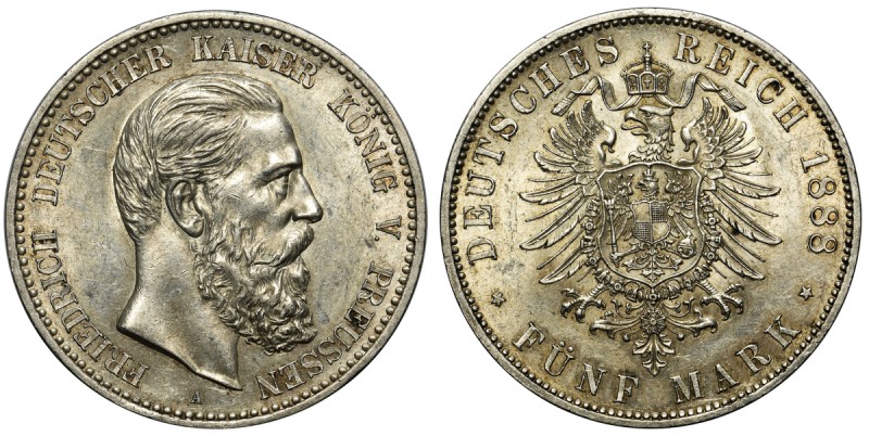 Niemcy, Prusy, Fryderyk III, 5 marek 1888 A
 Ładny egzemplarz z dobrym detalem....