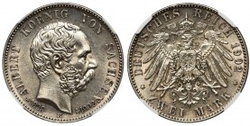 Niemcy, Saksonia, Albert, 2 marki 1902 E - NGC MS63