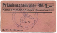 Germany, Auschwitz - 1 Reichsmark 1944 RED- EXTREMELY RARE