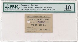Germany, Dachau, 1 Reichsmark (1943) - PMG 40 with prisoners number