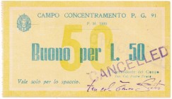 Italy, POW Camp P.G.91 - 50 lire ND CANCELLED