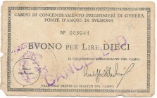 Italy, POW Camp 'Fonte D'Amore Di Svlmona' - 10 lire ND CANCELLED