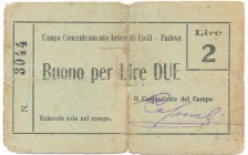 Italy, POW 'Campo Concentramento Internati Civili - Padova' - 2 Lire ND