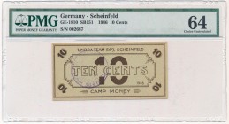 Germany, UNRRA Scheinfeld for displaced Lithuanians - 10 cents 1946 - PMG 64