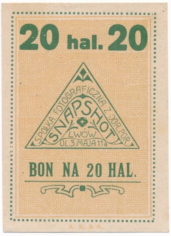 Lwów, Snapshot, 20 halerzy (1919)
 &nbsp; 

Grade: AU 
Reference: Podczaski ...