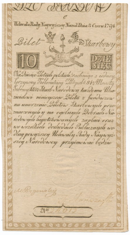 10 złotych 1794 - C - 
 Bardzo ładny egzemplarz. Ugięty wszerz oraz drobna nieś...