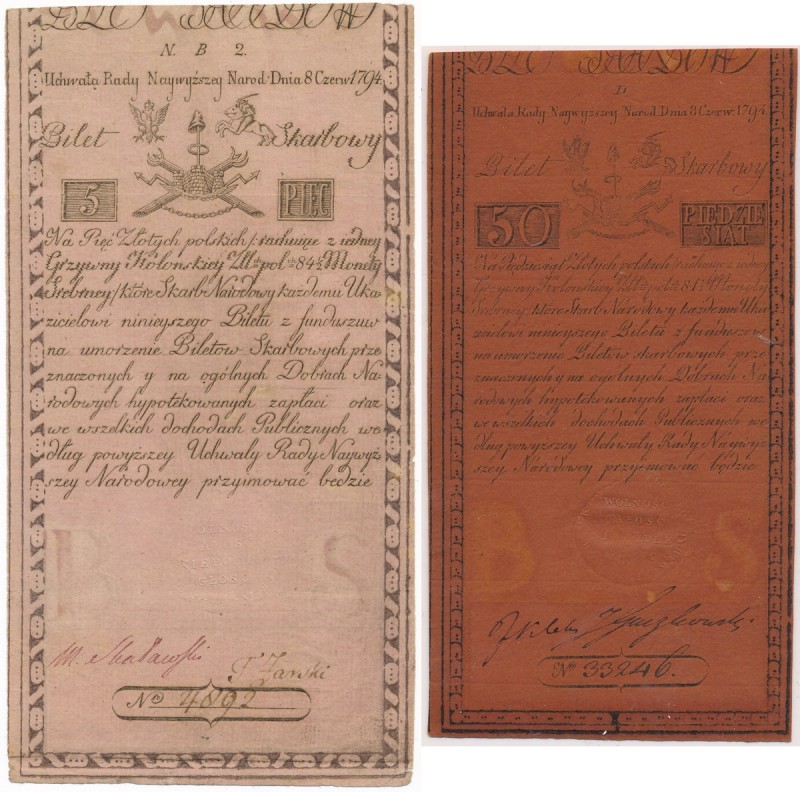 5 złotych 1794 - N.B.2 z błędem funduszuw - RZADKIE i PIĘKNE
 Jedna z najrzadsz...
