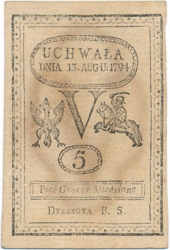 5 groszy 1794 - ładne
 Piękny egzemplarz z ładnym, kontrastowym drukiem. Delika...