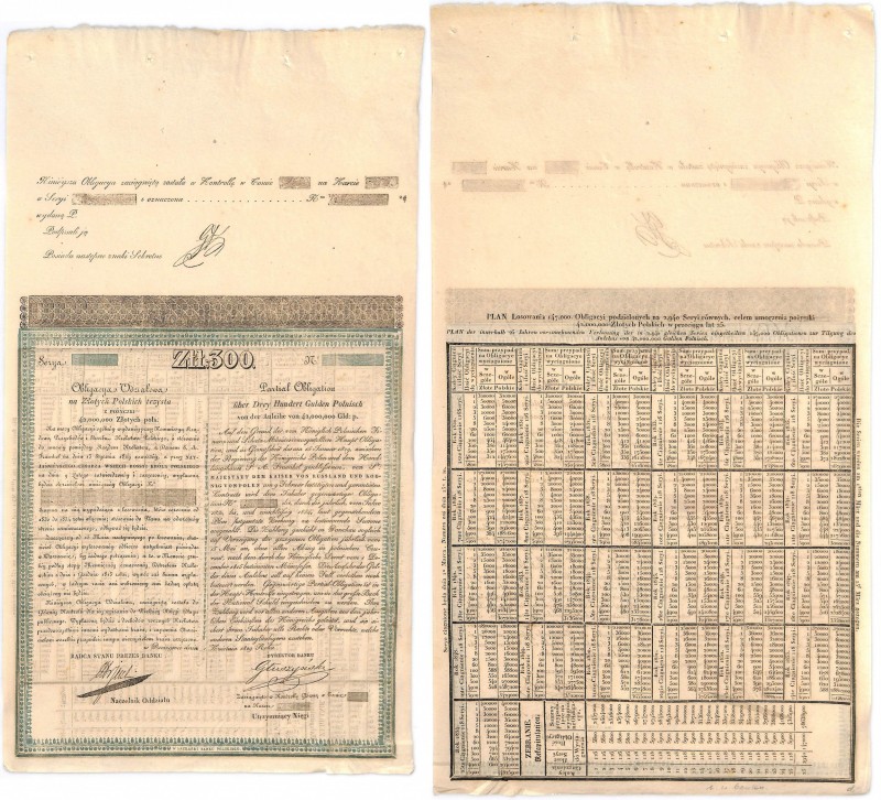 Obligacja na 300 złotych 1829 - Głuszyński
Rzadki, niewydany blankiet obligacji...