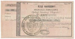 Rząd Narodowy, Obligacja Tymczasowa 100 złotych 1863-4 z numeratorem