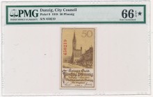 Gdańsk 50 fenigów 1918 - PMG 66 ★ MAX - JEDYNY
