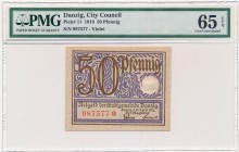 Gdańsk 50 fenigów 1919 - PMG 65 EPQ - druk fioletowy