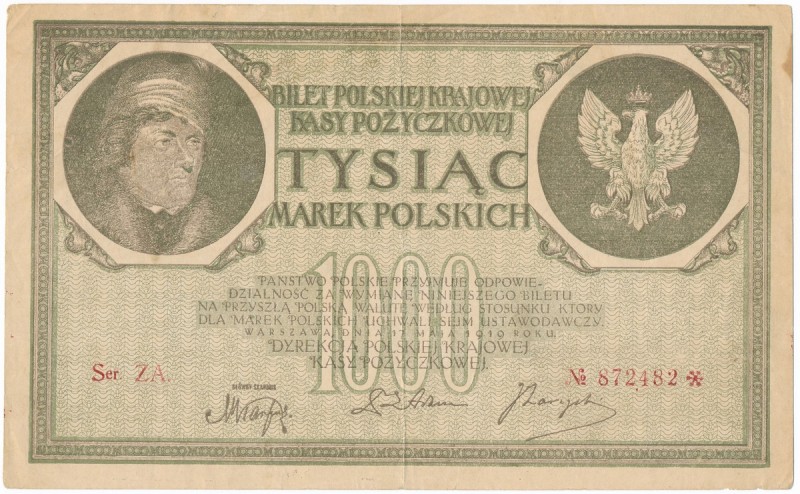 1.000 marek 1919 - Ser ZI - Falsyfikat z epoki (niewyłapany)
 Wysokiej klasy fa...
