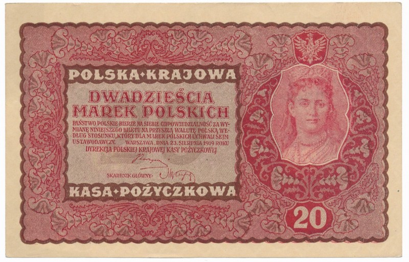 20 marek 1919 - II Serja C - rzadsza
 Rzadka odmiana jednoliterowa. Nieświeżośc...