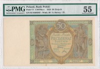 50 złotych 1929 Ser.B.J. - PMG 55 - b.rzadka odmiana