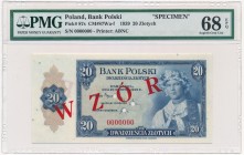 20 złotych 1939 WZÓR 0000000 - PMG 68 EPQ MAX JEDYNY