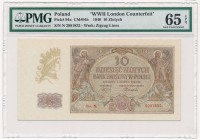 10 złotych 1940 - N. - London Counterfeit - PMG 65 EPQ