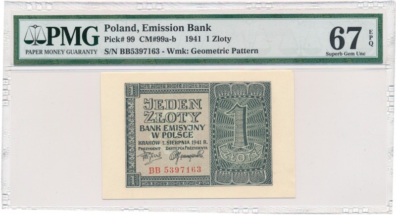 1 złoty 1941 - BB - PMG 67 EPQ
 Wyśmienicie zachowane.&nbsp; 

Grade: PMG 67 ...