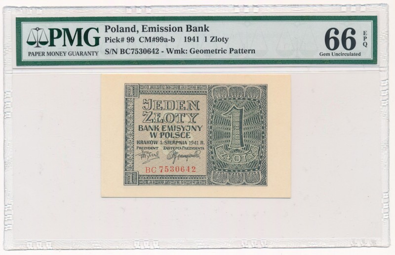 1 złoty 1941 - BC - PMG 66 EPQ
 Wyśmienicie zachowane.&nbsp; 

Grade: PMG 66 ...