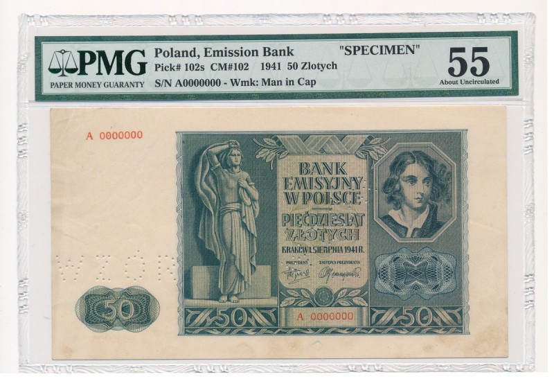 50 złotych 1941 - WZÓR - A 0000000 - PMG 55 - UNIKAT
 Wzór, który teoretycznie ...