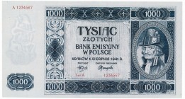1.000 złotych 1941 - reprodukcja z właściwym znakiem wodnym