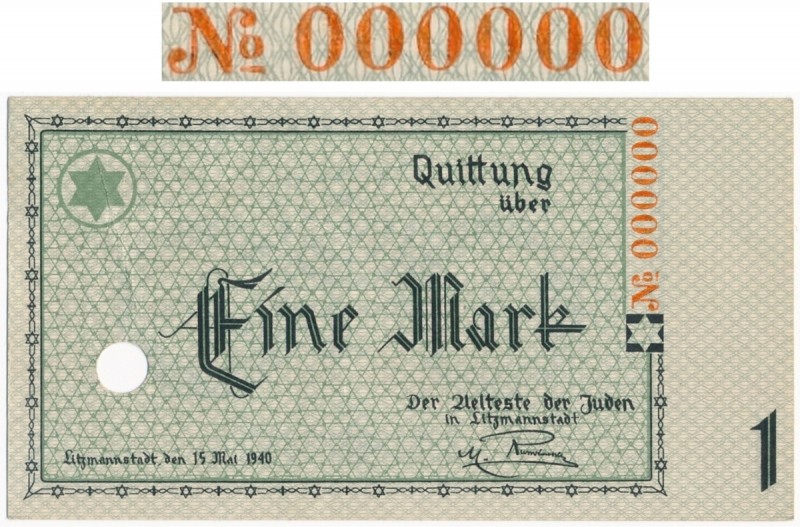 1 mark 1940 000000 SPECIMEN - RARE
1 marka 1940 000000 WZÓR - RZADKOŚĆ
 Ogromn...