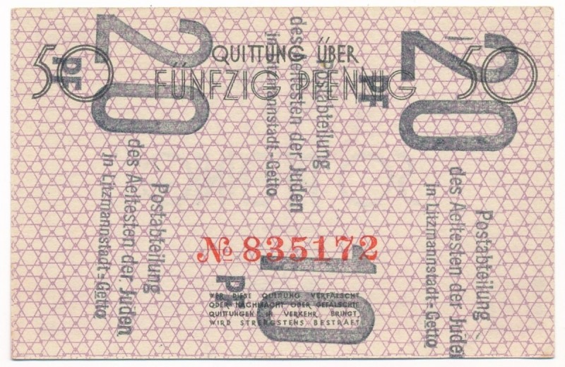 50 Pfennig 1940 with overprint 20/10/20
50 fenigów 1940 czerwony numerator - z ...